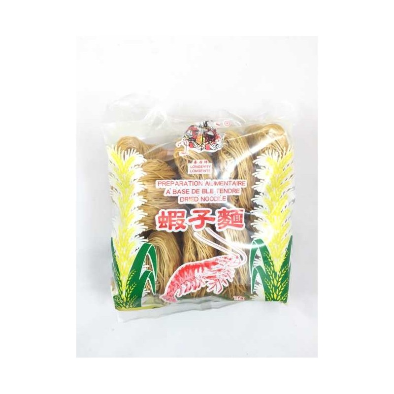 Nouilles de blé fines saveur crevette LONGEVITY 454g