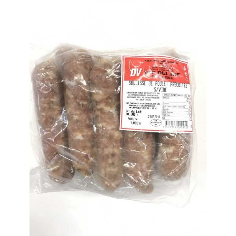 Saucisse de poulet précuites sous vide VIC' DELICES 1kg